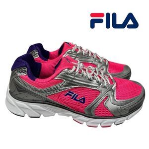 New FILA Approach Kids Girl's Pink Silver Running Shoes Sneakers 5